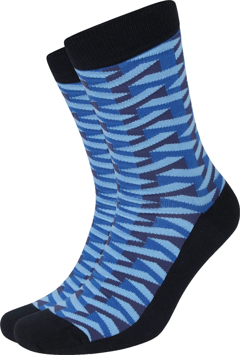 Suitable Chaussettes Motif 3D Foncé   Noir Bleu taille 42-46