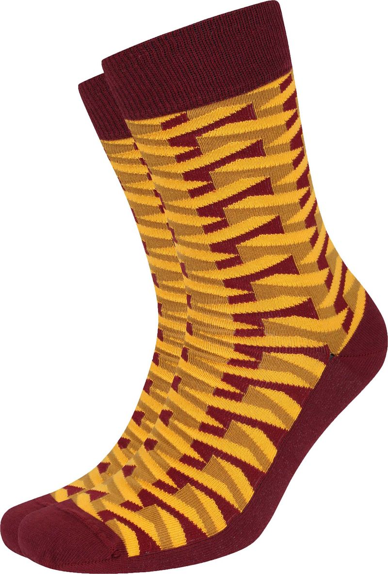 Suitable Chaussettes Motif 3D   Bordeaux Jaune taille 42-46
