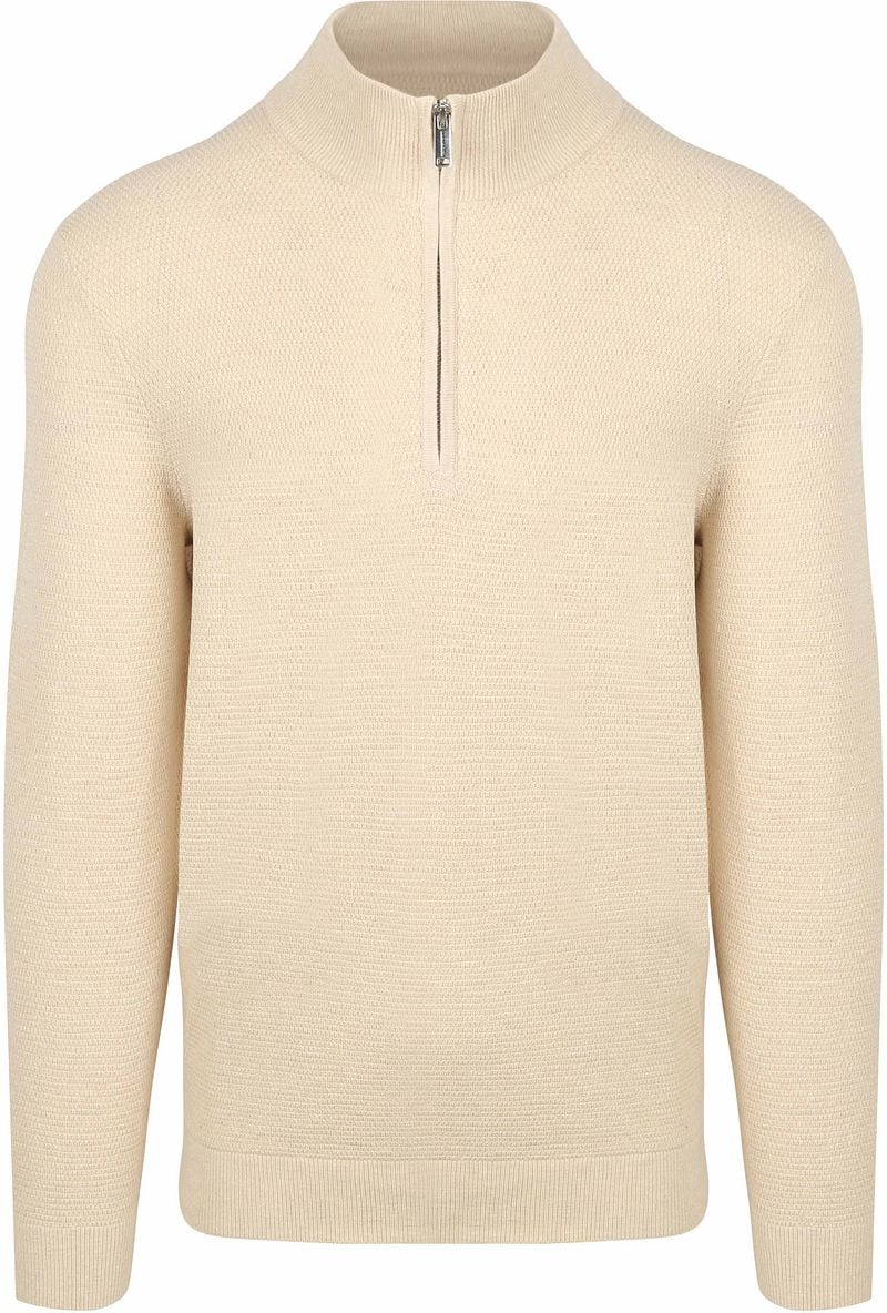 Profuomo Half Zip Pullover Structure Beige - Größe S günstig online kaufen