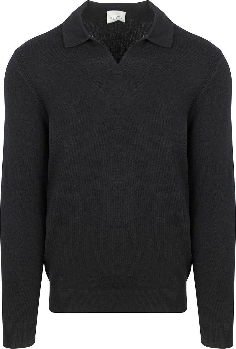 Profuomo Longsleeve Poloshirt Wool Blend Navy  - Größe S günstig online kaufen
