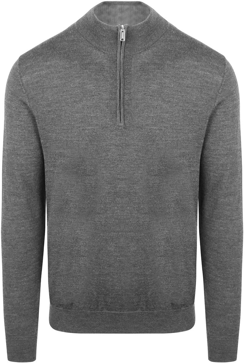 Profuomo Half Zip Pullover Merinowol Grijs