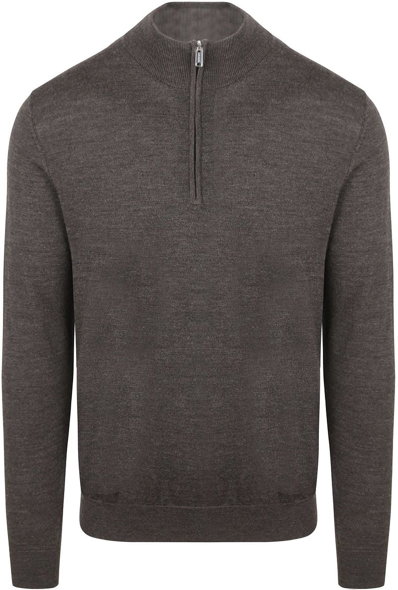 Profuomo Half Zip Pullover Merinowolle Dunkelbraun - Größe M günstig online kaufen
