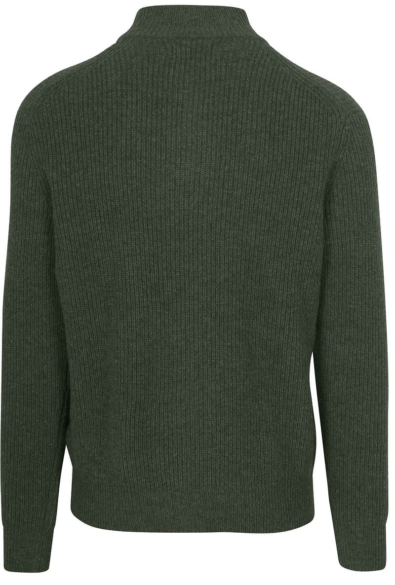 Steppin' Out Half Zip Trui Lamswol Olijfgroen