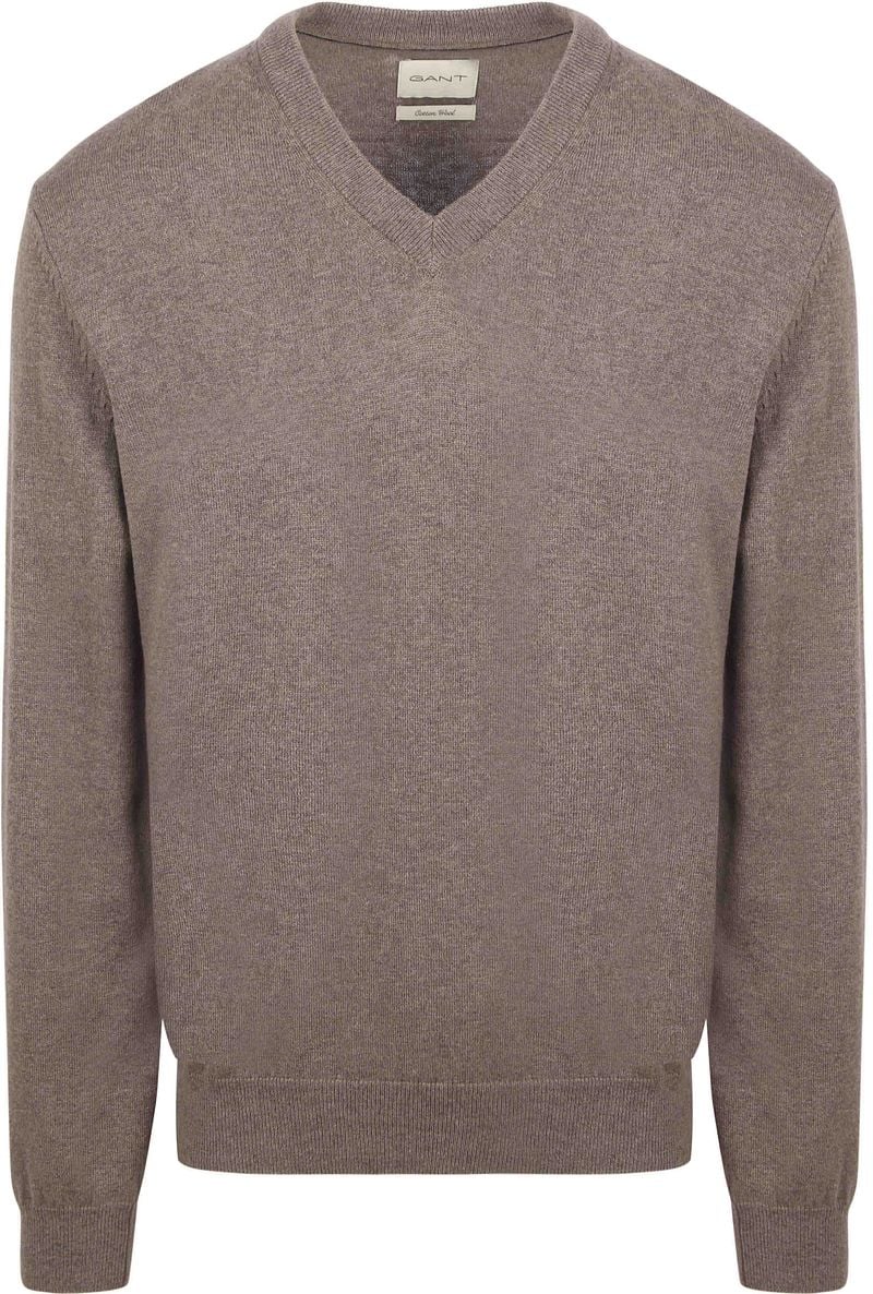 Gant Pullover V-Neck Hazelnut Melange - Größe M günstig online kaufen