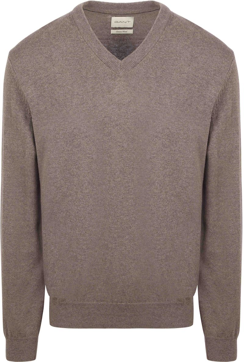 Gant Trui V-Hals Hazelnut Melange