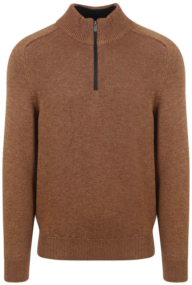 State of Art Half Zip Trui Melange Camel Bruin