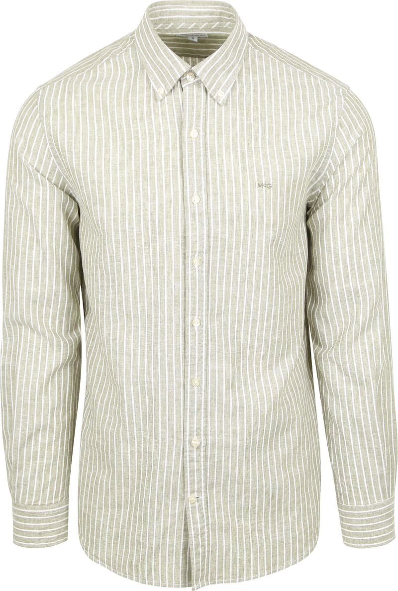 McGregor Hemd Linen Blend Streifen Grün - Größe M günstig online kaufen