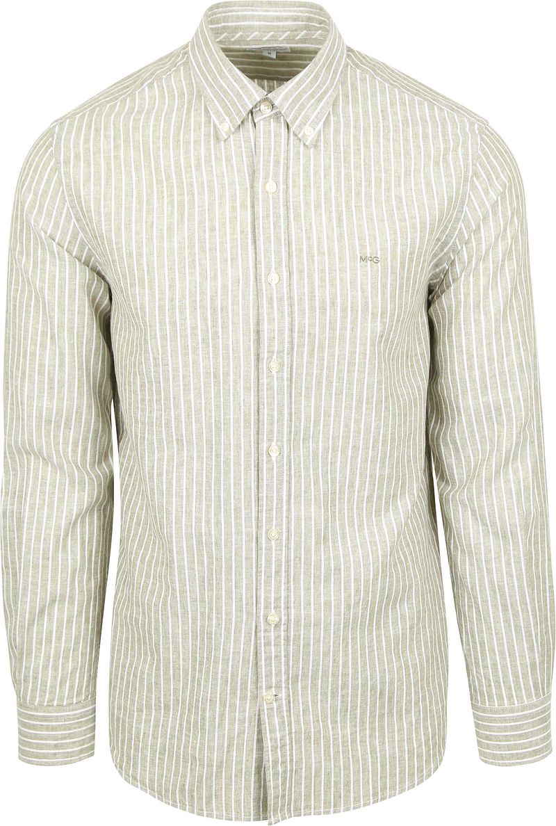 McGregor Hemd Linen Blend Streifen Grün - Größe L günstig online kaufen