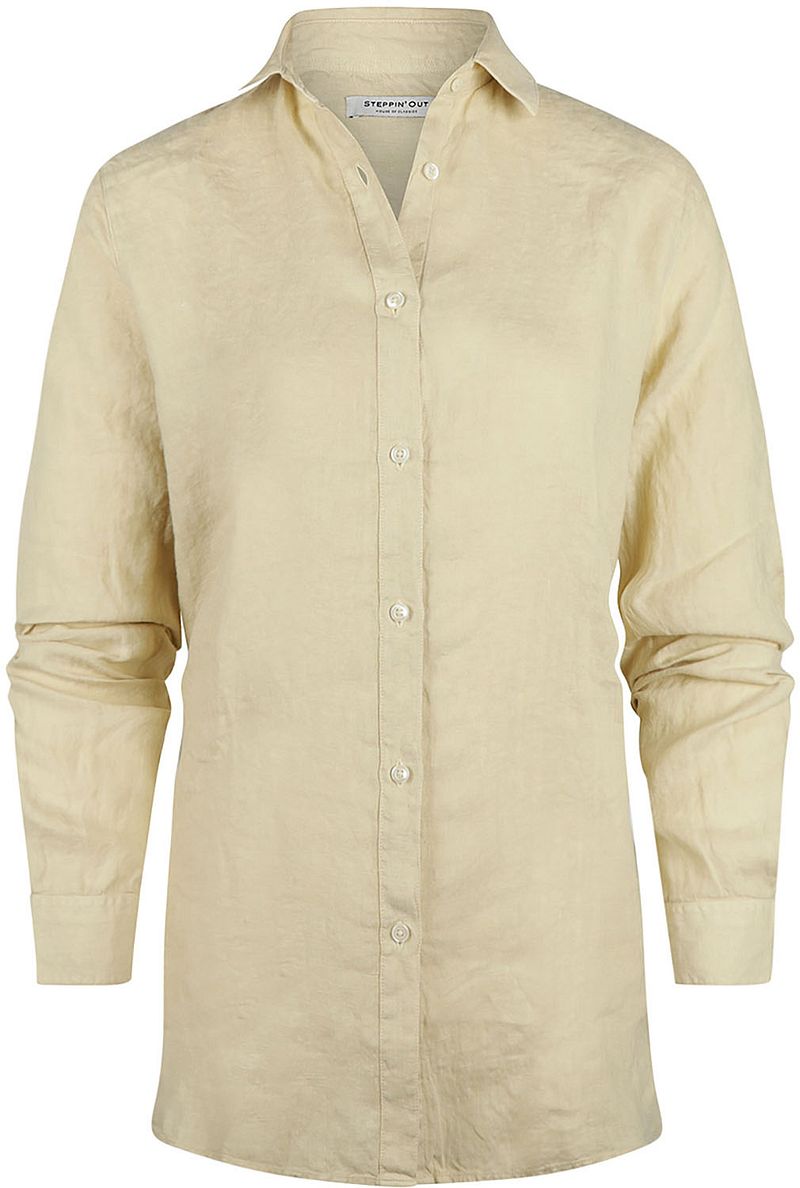 Steppin' Out Blouse Dames Lotte Linnen Sand