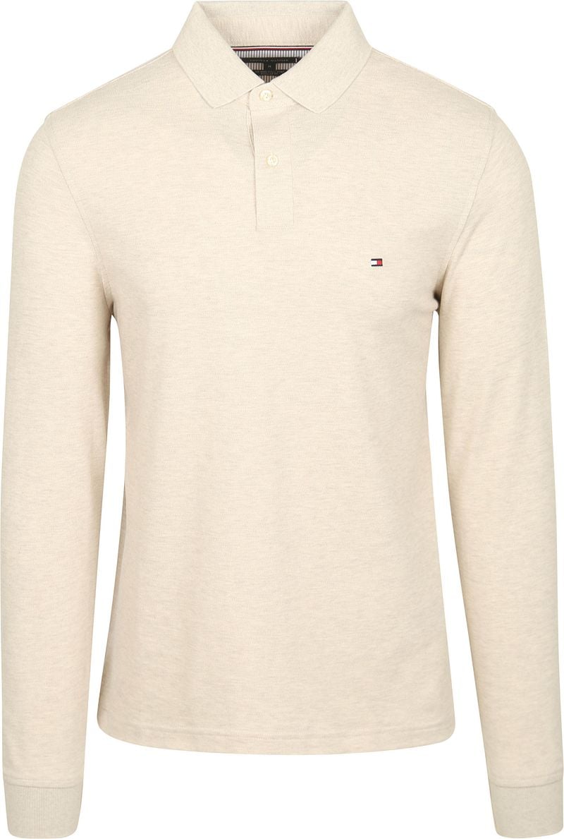 Tommy Hilfiger Longsleeve Polo Melange Ecru - Größe M günstig online kaufen