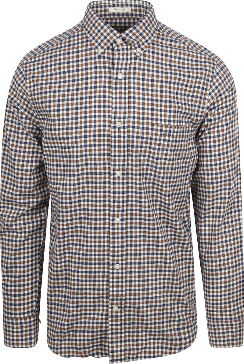 Gant Geruite Regular Fit Overhemd in Licht Twill Multicolor Heren