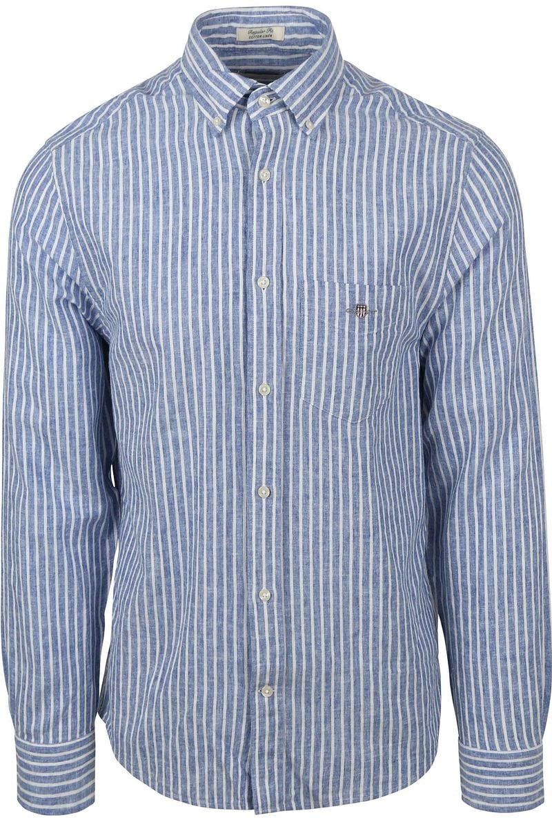 Gant Casual Hemd Streifen Leinen Blau  - Größe XL günstig online kaufen