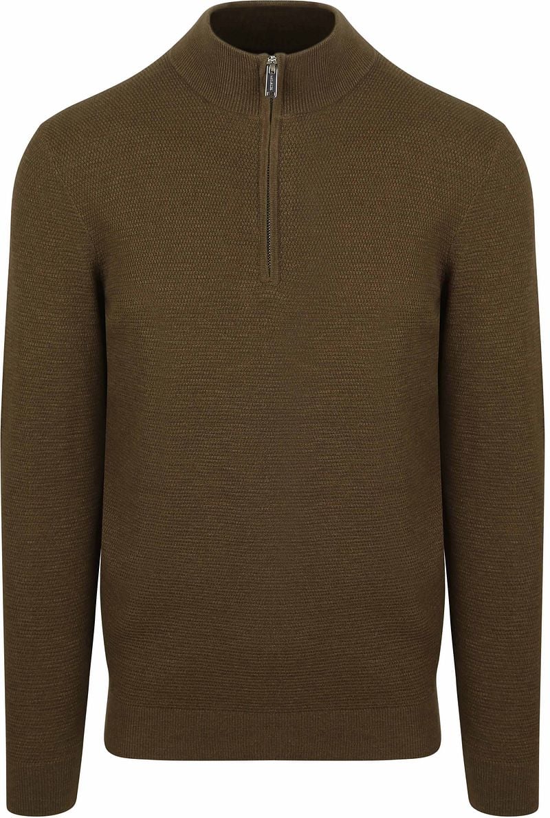 Profuomo Half Zip Pullover Structure Dunkelgrün - Größe XXL günstig online kaufen