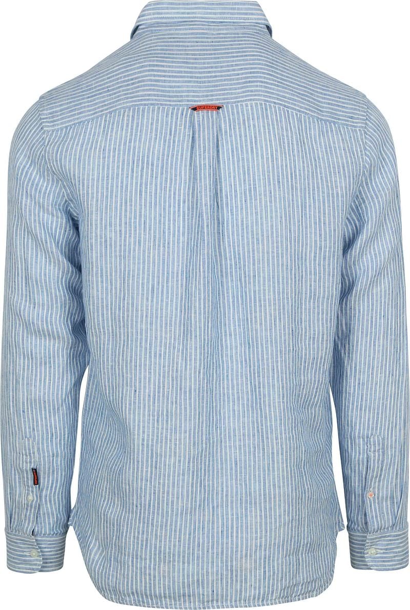 Superdry Overhemd Linnen Vacation Azure Blue Stripe