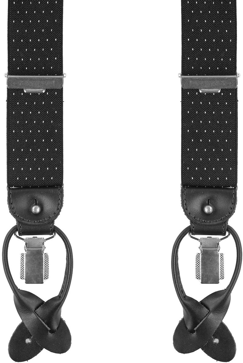 Profuomo Bretelles de luxe Noir-Blanc Noir