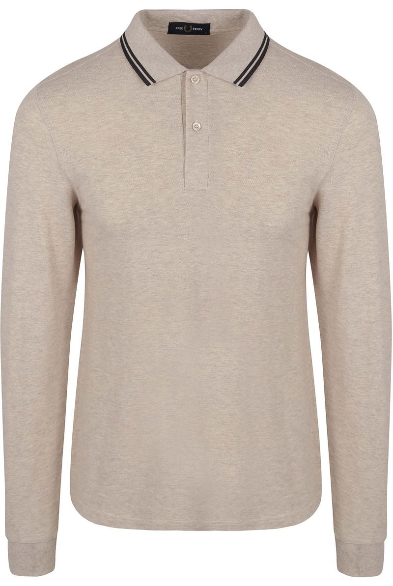 Fred Perry Langarm-Poloshirt Beige Melange W50 - Größe M günstig online kaufen