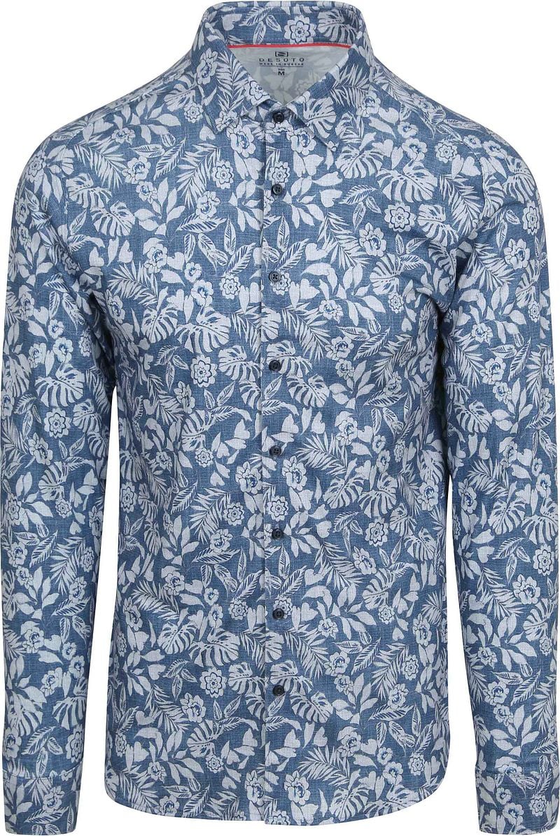 DESOTO Hemd Denim Blumen Blau - Größe 3XL günstig online kaufen