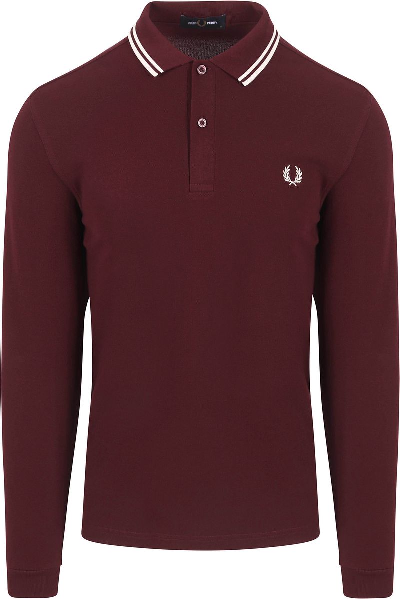 Fred Perry Langarm-Poloshirt Bordeaux 597 - Größe M günstig online kaufen