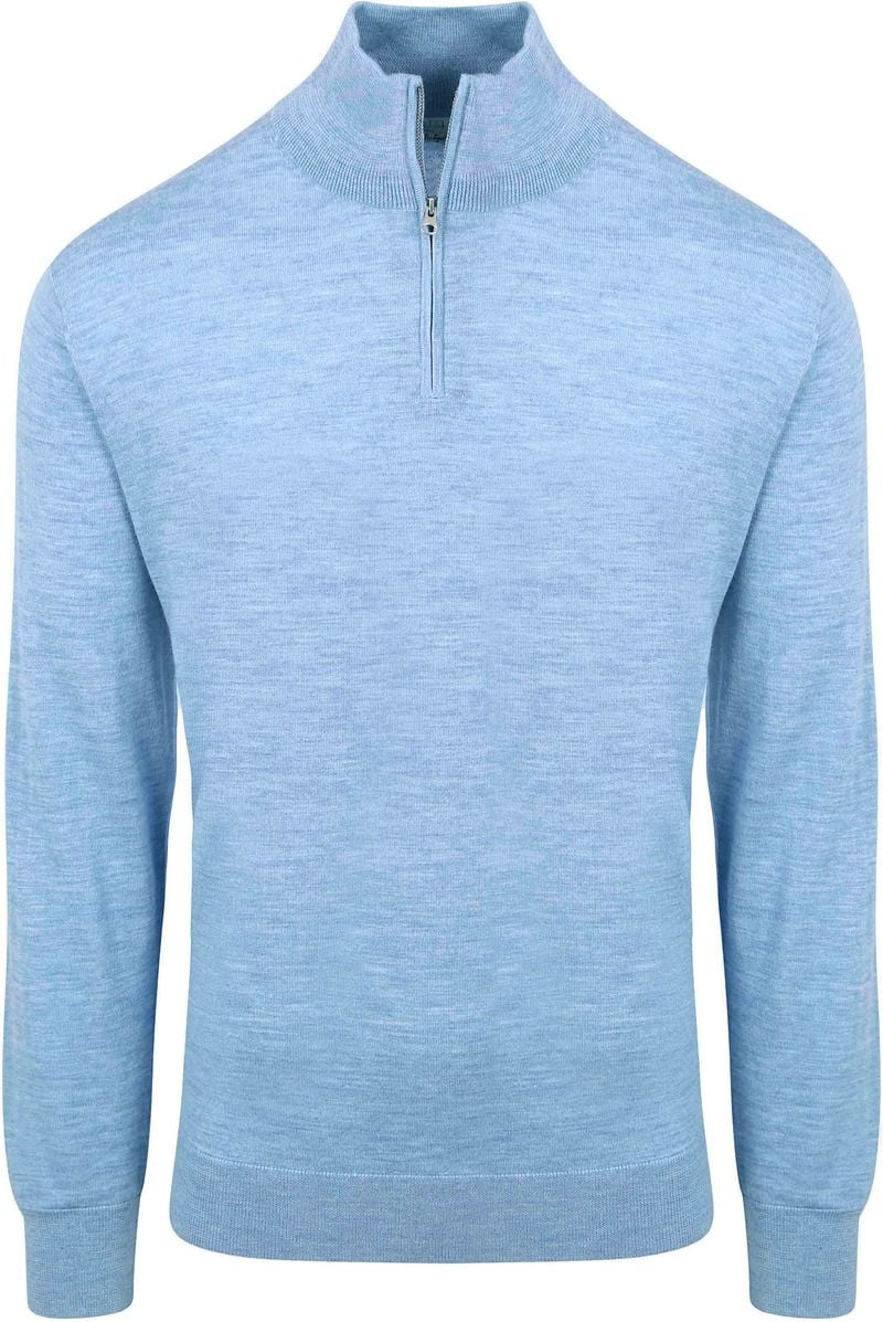 KING Essentials The Michael Half Zip Pull Merino Lichtblauw