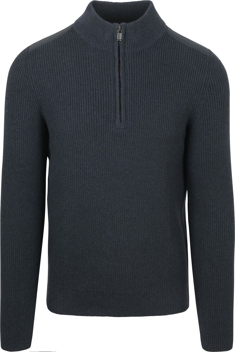 Suitable Half Zip Trui Patch Navy