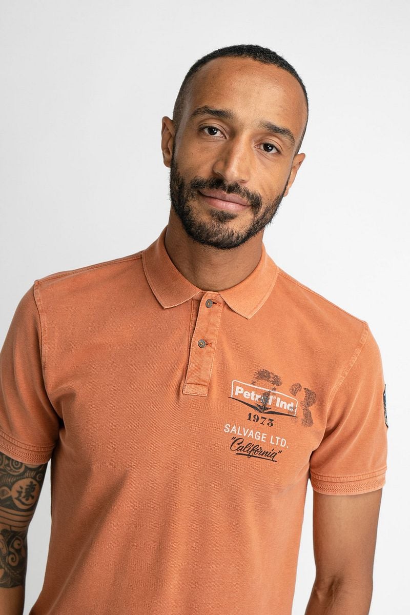 Petrol Polo Shirt Logo Orange - Größe M günstig online kaufen