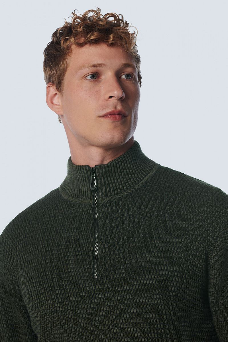 No Excess Half Zipper Donkergroen