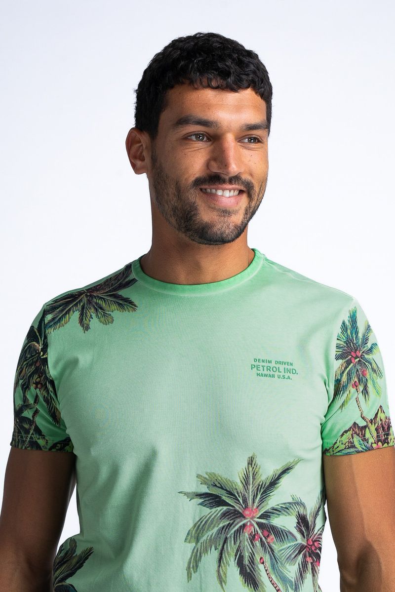 Petrol T-Shirt Botanical Palmboom Groen