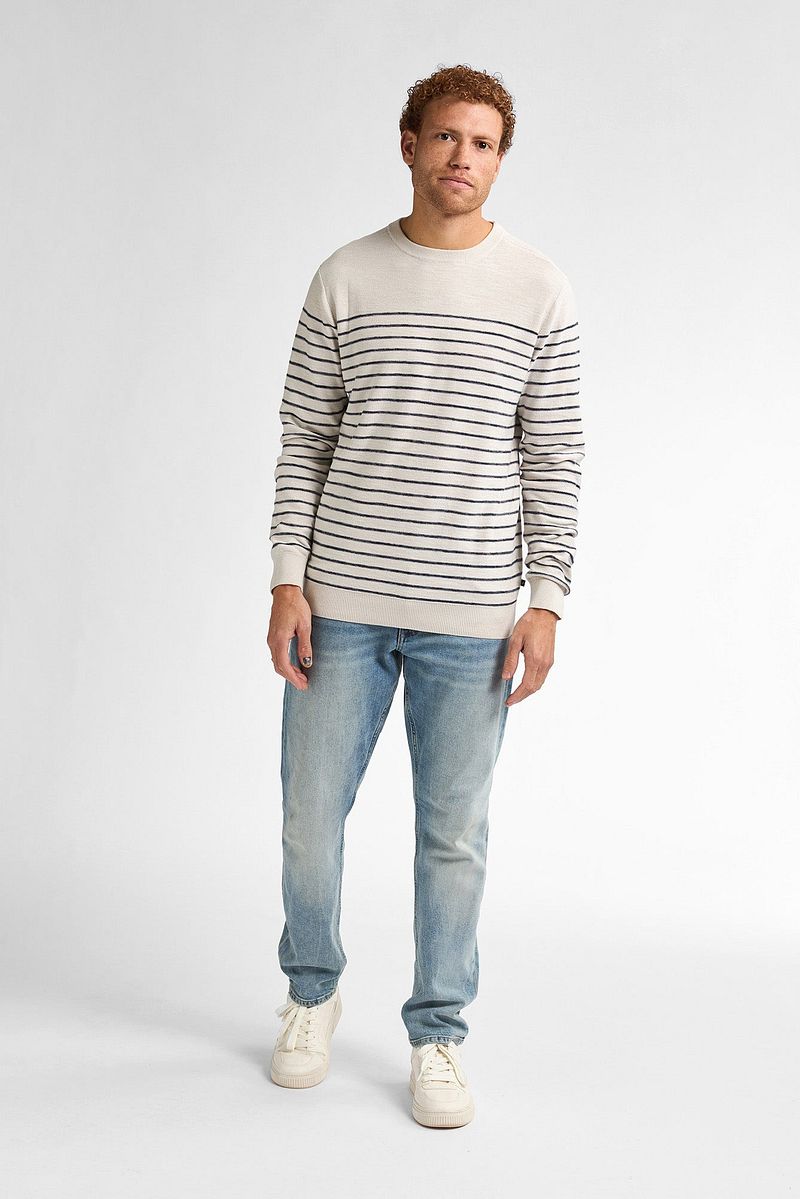 Petrol Pullover Palm Streifen Ecru  - Größe L günstig online kaufen