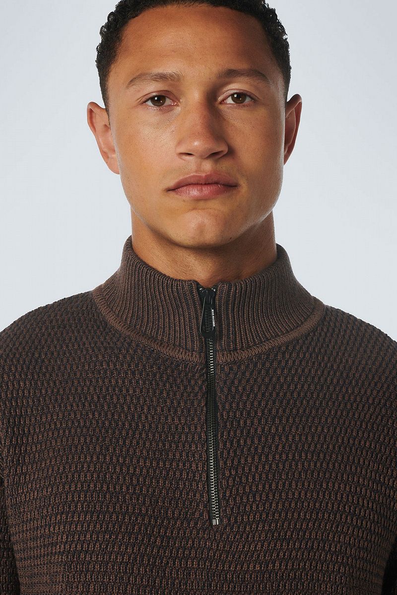 No Excess Half Zip Trui Bruin