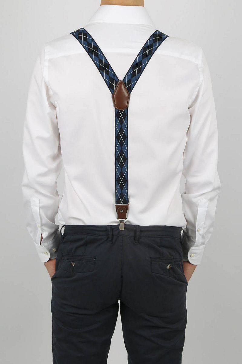 Suitable Luxe Bretels Ruiten Navy