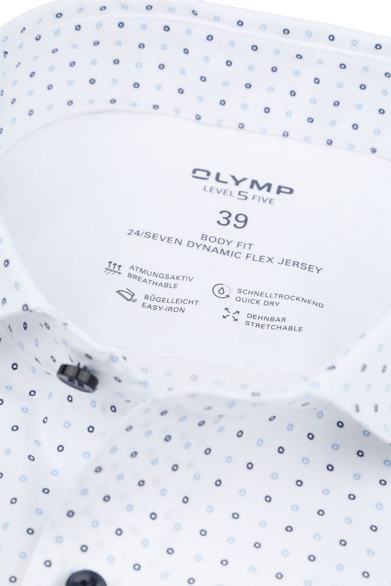 Olymp Level 5 Overhemd Stretch Print Wit