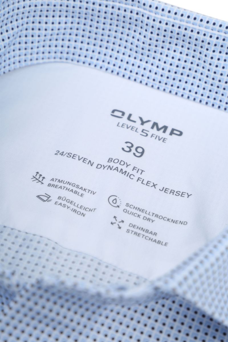 Olymp Level 5 Overhemd Stretch Extra Lange Mouw Print Blauw
