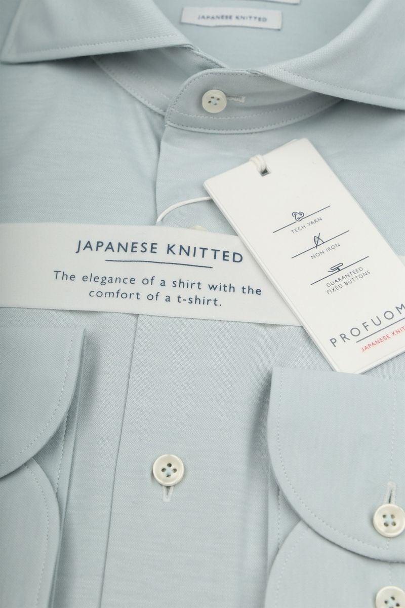 Profuomo Japanese Knitted Overhemd Melange Groen