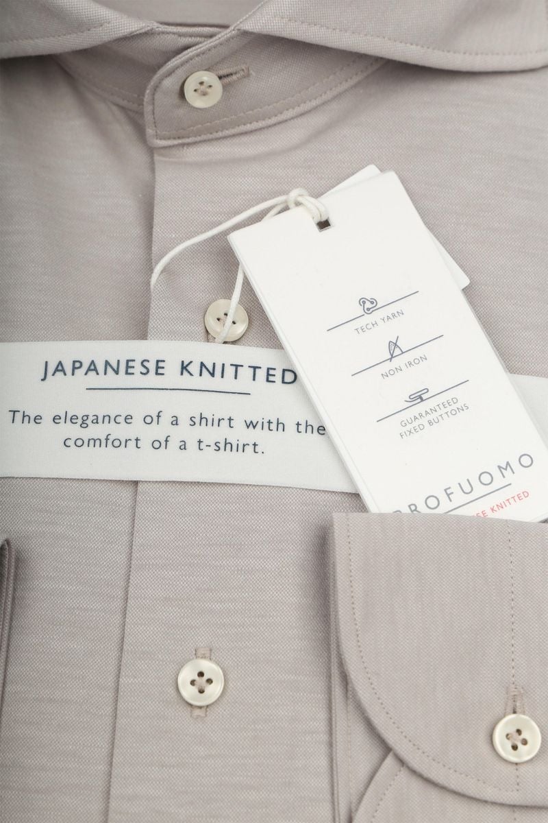 Profuomo Japanese Knitted Overhemd Melange Beige