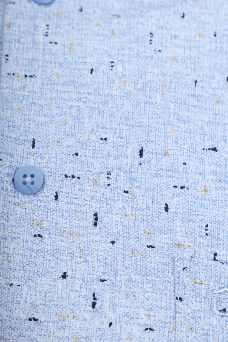 Ledub Overhemd Print Lichtblauw Borstzak