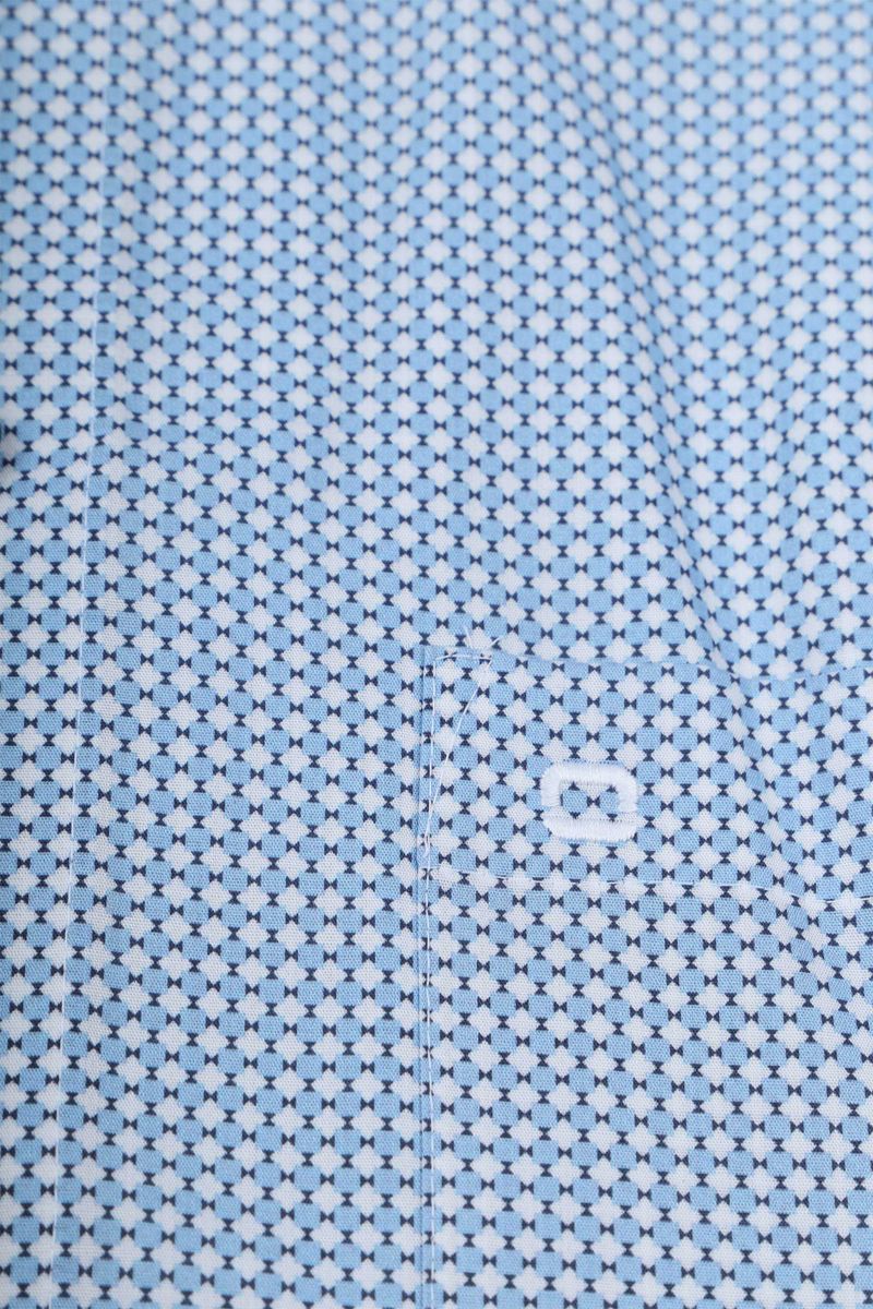 Olymp Short Sleeve Overhemd Luxor Print Blauw