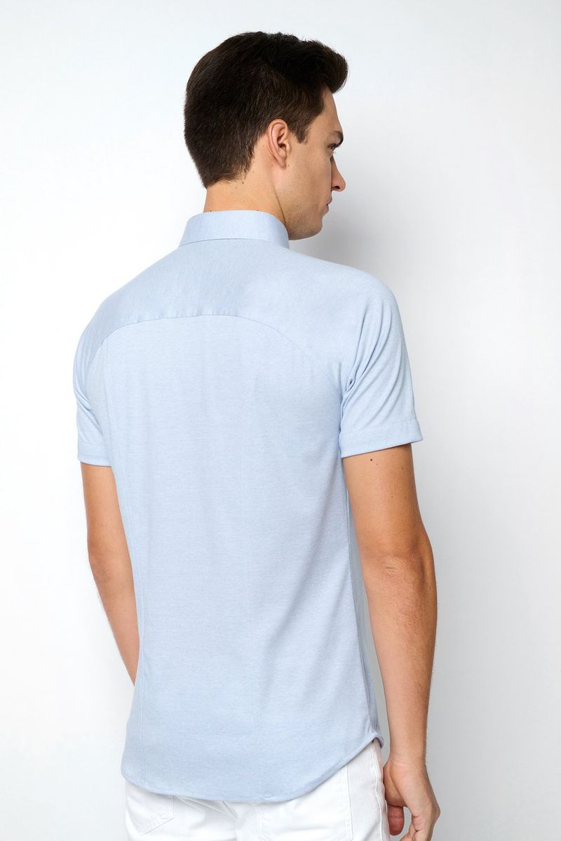 Desoto Short Sleeve Jersey Overhemd Lichtblauw