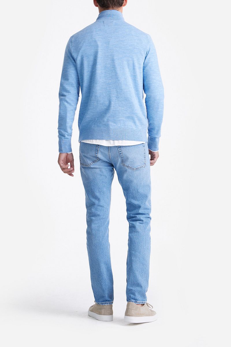 King Essentials The Michael Half Zip Pull Merino Hellblau - Größe XL günstig online kaufen