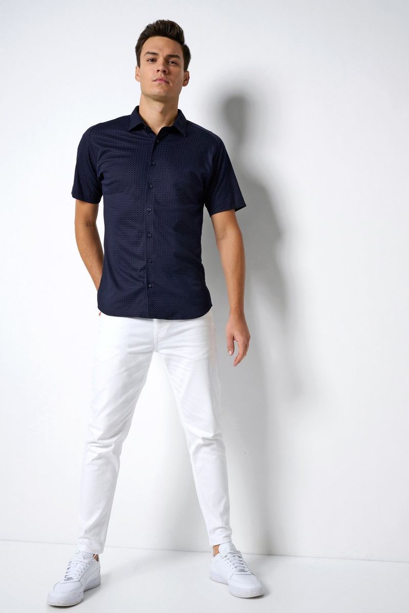 Desoto Short Sleeve Jersey Overhemd Print Navy