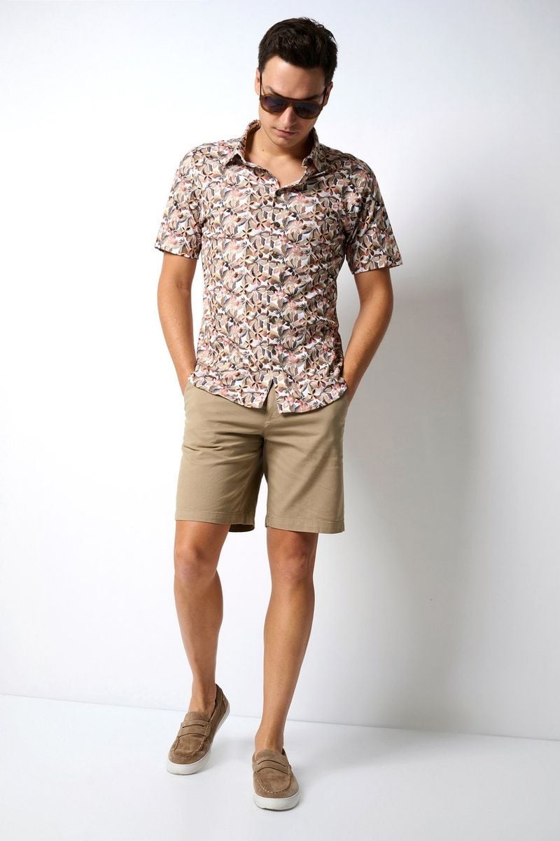 Desoto Short Sleeve Jersey Overhemd Print Beige