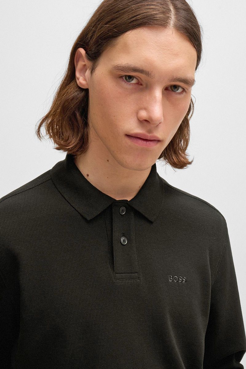 Boss Petempestolong Long Sleeve Polo Zwart