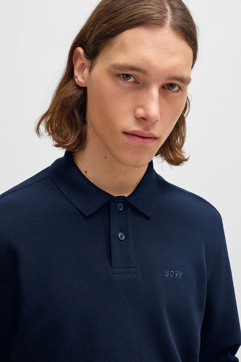 Boss Petempestolong Long Sleeve Polo Navy