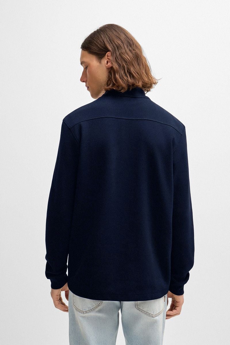 Boss Petempestolong Long Sleeve Polo Navy