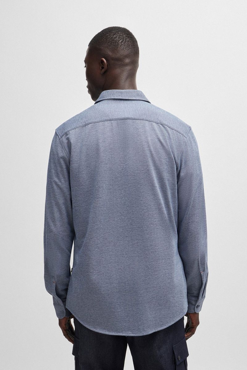 Boss Mysoft Overhemd Melange Blauw