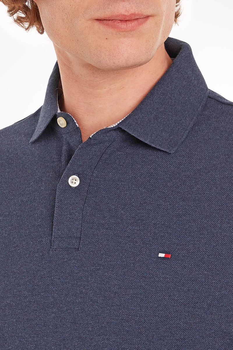 Tommy Hilfiger Longsleeve Polo Melange Donkerblauw