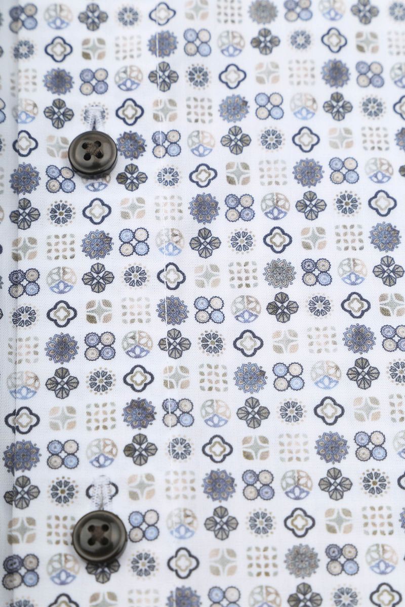Olymp Luxor Overhemd Print Wit Beige