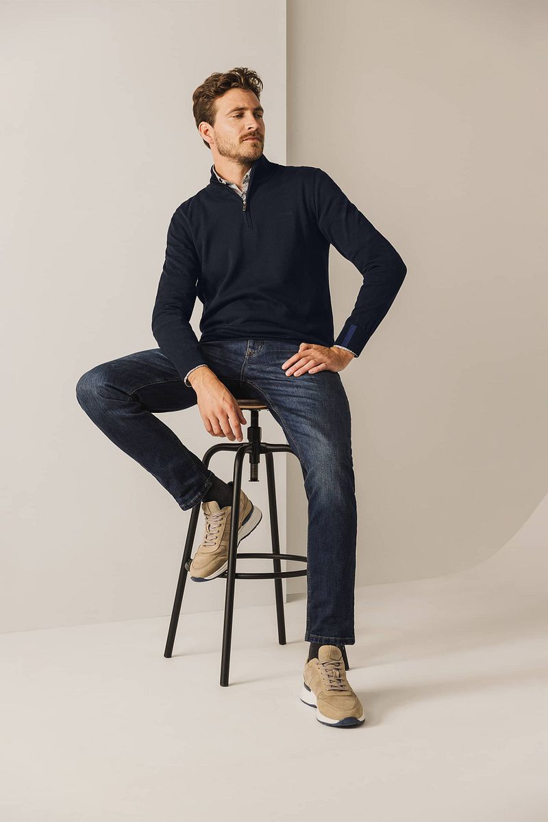 State of Art Half Zip Trui Estate Navy