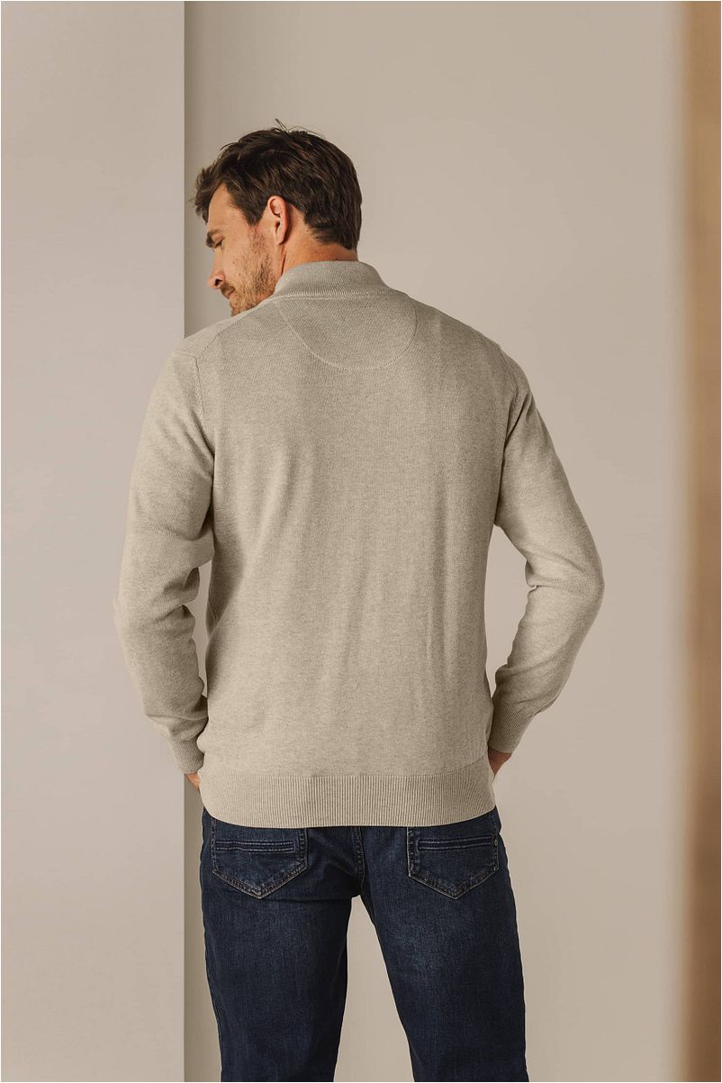 State of Art Half Zip Trui Oak Ecru