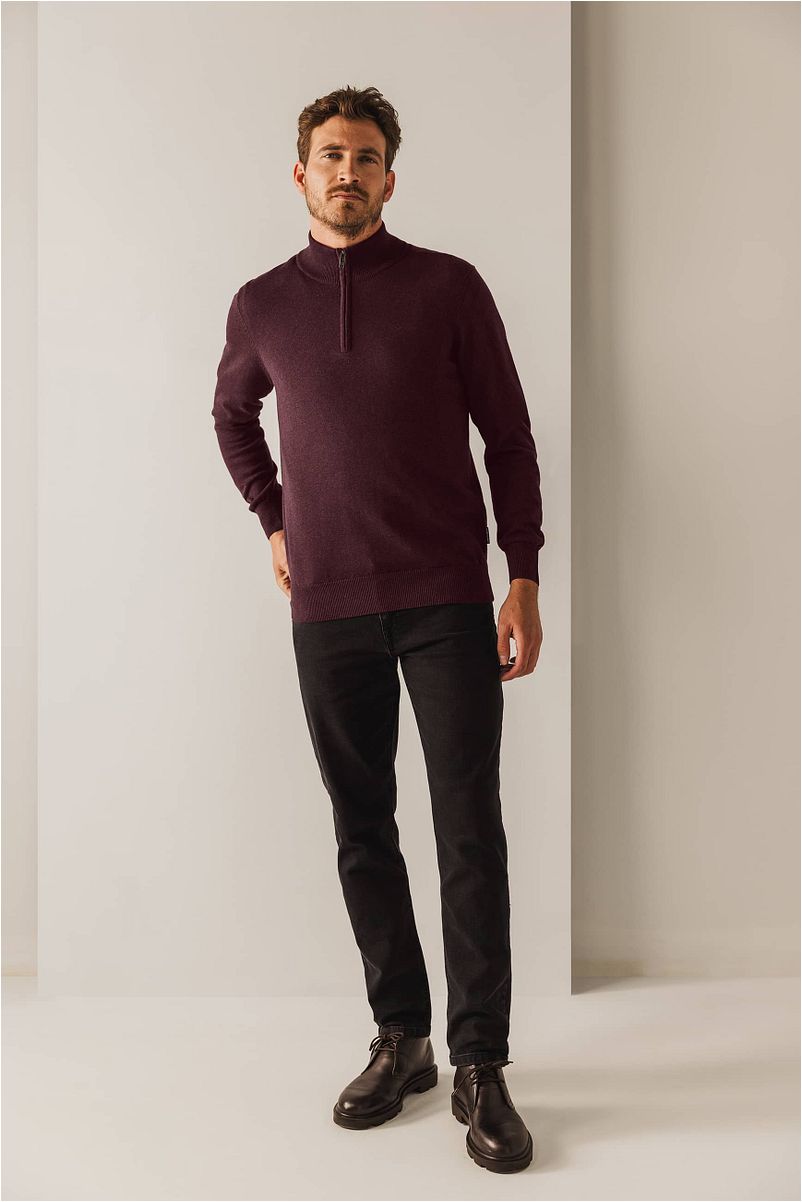 State of Art Half Zip Trui Bordeaux