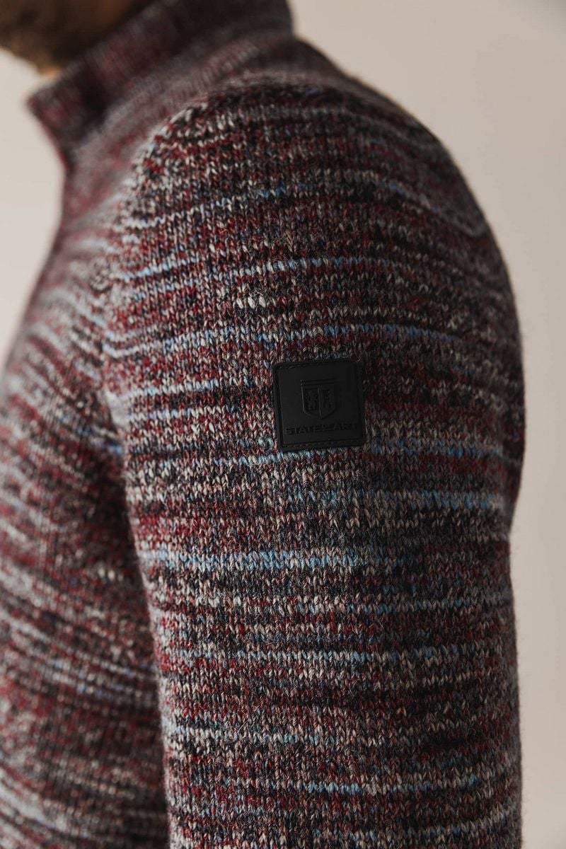 State of Art Half Zip Trui Melange Bordeaux